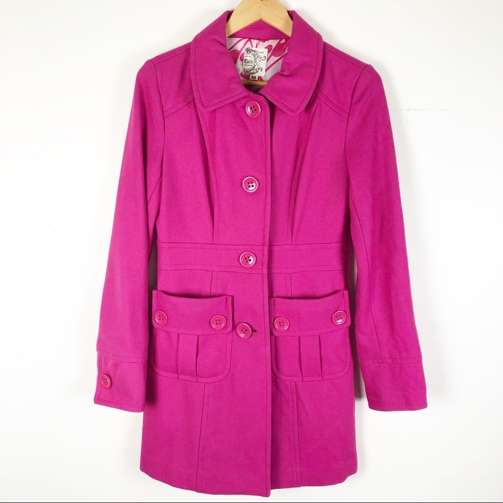 🌿 Tulle Pink Wool Pea Coat